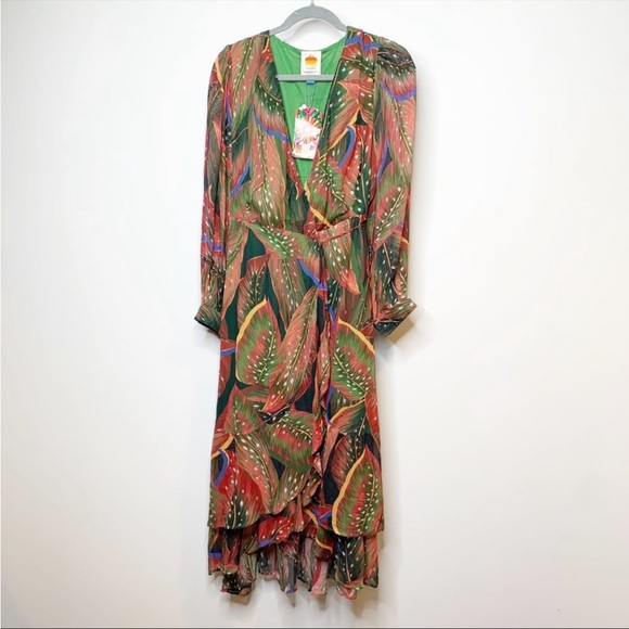 Farm Rio Sleeve V Neck Maxi Wrap Dress Size M - Picture 3 of 10